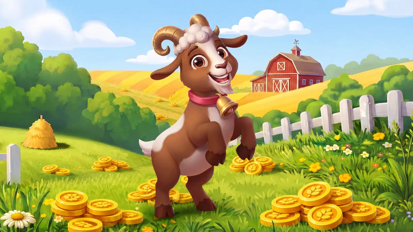 Kevin Bacon's real-life goat alongside the Solitaire Grand Harvest Pet Feature